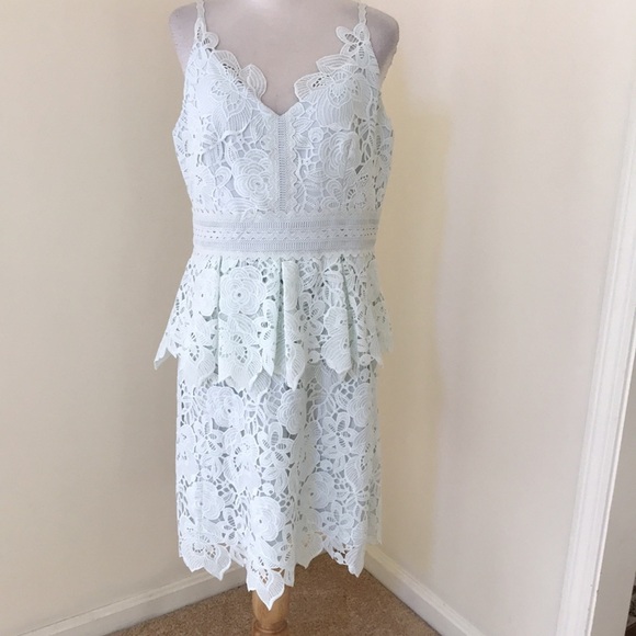 Ted Baker SZ 5/14 mint lace peplum Nadie dress. - conticontadores.com.br